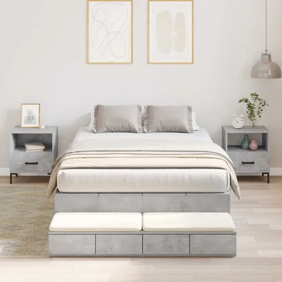 vidaXL Seng med Opbevaring, Beton Grå, 120 cm