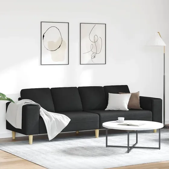 vidaXL Stue Sofa Sort 250 x 77 x 76 cm, Polyester