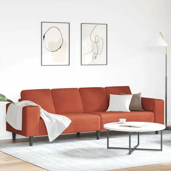 vidaXL Sofa Rød Orange 250 x 77 x 76 cm Corduroy