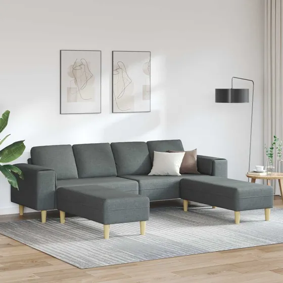 vidaXL Stue Sofa 3-pc Mørkegrå Polyester
