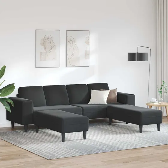 vidaXL Stue Sofa 3-pc Sort 250x188x76 cm