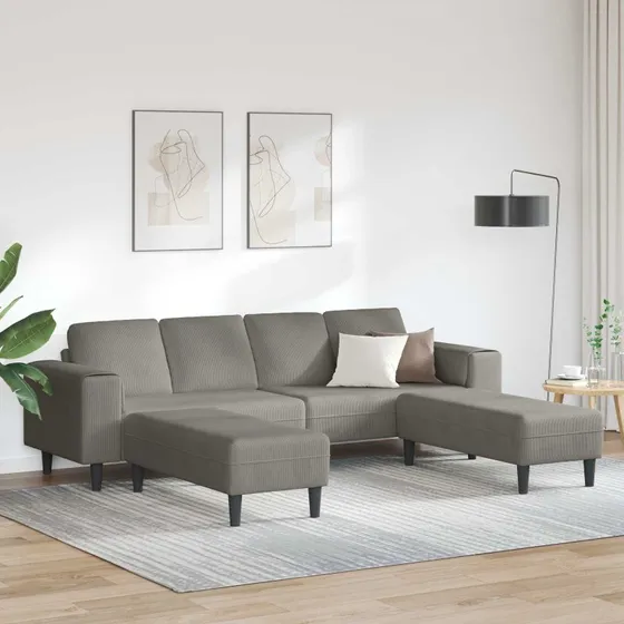 vidaXL Sofa Lysegrå 250x188x76 cm Corduroy