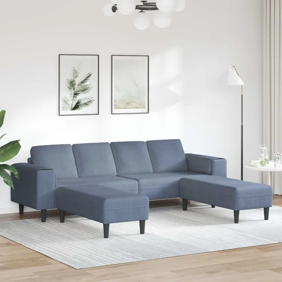 vidaXL Sofa Blå 250x188x76 cm Corduroy