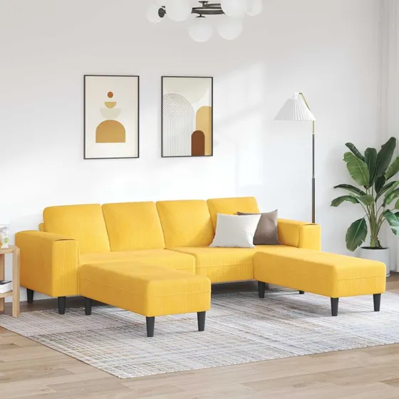 vidaXL Sofa Lys Gul 250x188x76 cm Corduroy