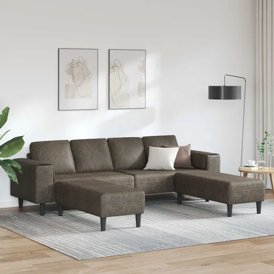 vidaXL 3-del Sofa Mørkegrå Faux Suede Læder