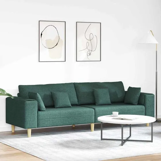 vidaXL Mørkegrøn Stofsofa 250 x 77 x 76 cm med Pude