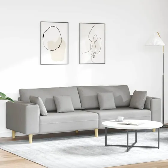 vidaXL Stof Sofa med Pude Skygrå 208 cm