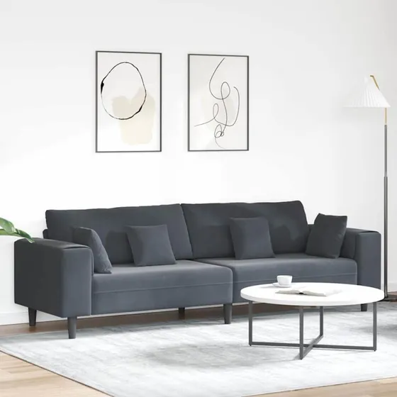 vidaXL Mørkegrå Fløjls Sofa 250 x 77 x 76 cm