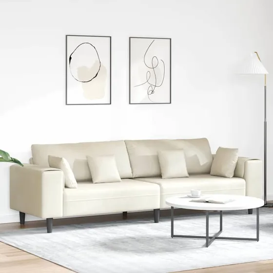 vidaXL Fløjls Sofa Creme 250 x 77 x 76 cm