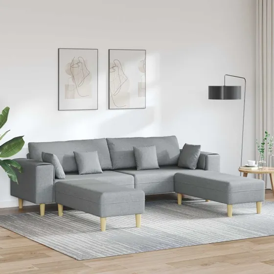 vidaXL Sofa med pude 3-pers. Lysegrå 208 cm Stof