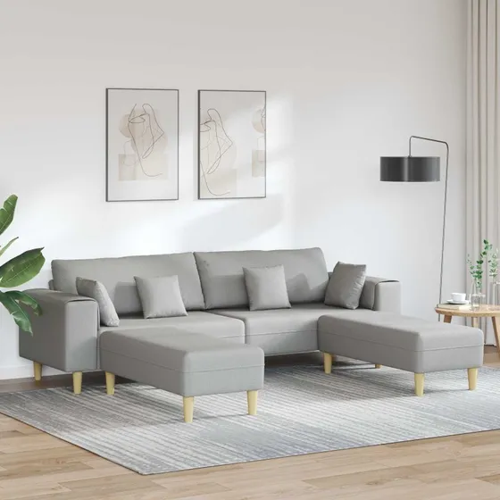 vidaXL Sofa med pude 3 pcs Skygrå 208 cm Stof