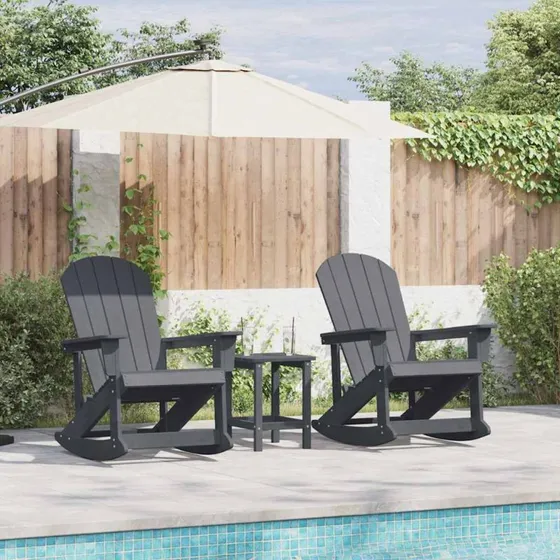 vidaXL Adirondack Gyngestol 2 pcs Lysegrå HDPE