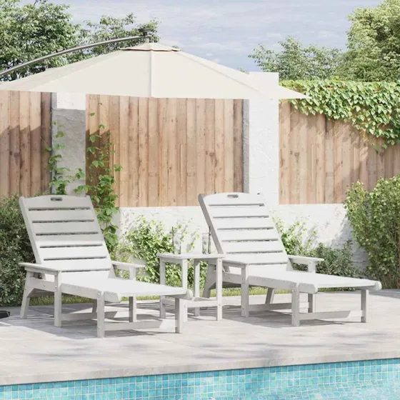 vidaXL Solstol 2 stk Hvid 195,5 x 53 x 98,5 cm Polyethylen