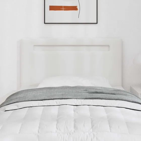 vidaXL LED-sengegavl Hvid 100 cm Faux Læder