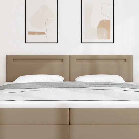 vidaXL LED-sengegavl Cappuccino 200 cm, faux læder