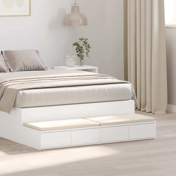 vidaXL Sengeskuffer Hvid 120 x 36,5 x 16,5 cm Konstrueret Træ