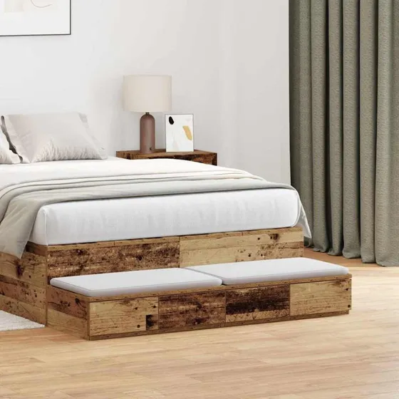 vidaXL Sengeskuffer Gammelt Træ 120x36,5x16,5 cm Konstrueret Træ