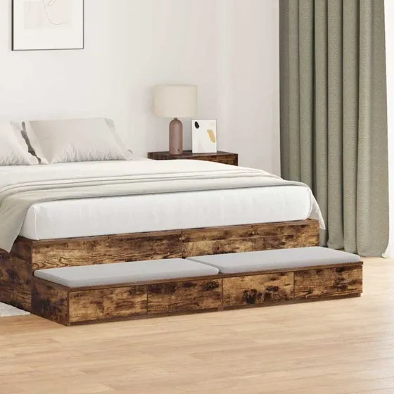 vidaXL Sengeskuffer Røget Eg 140 x 36,5 x 16,5 cm Konstrueret Træ