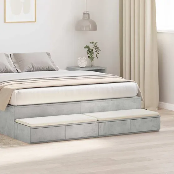 vidaXL Sengeskuffer Beton Grå 160 x 36,5 x 16,5 cm Træ