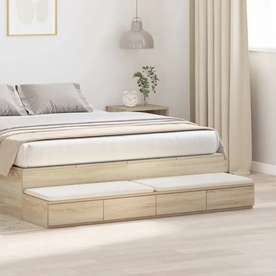vidaXL Sengeskuffer Sonoma Eg 160 x 36,5 x 16,5 cm Konstrueret Træ