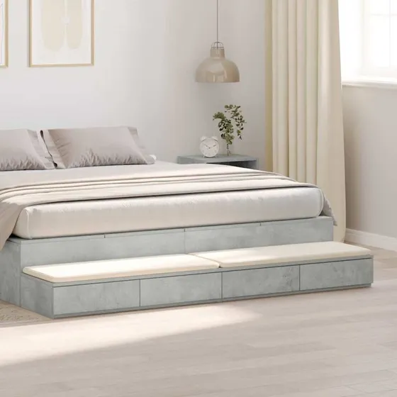 vidaXL Sengeskuffer Beton Grå 180 x 36,5 x 16,5 cm Konstrueret Træ