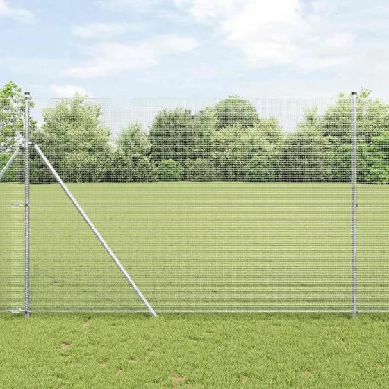 vidaXL Svejset Trådhegn Sølv 1,6 x 25 m