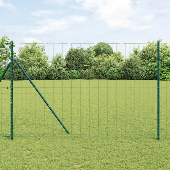 vidaXL Euro Hejn Grøn 1,5 x 10 m PVC-belagt jern