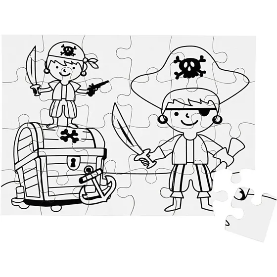 TeACH Me® Puslespil Pirater A5 15x21 cm, hvid (16 stk.)