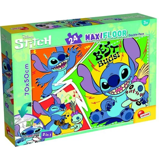 STITCH Maxi Puslespil 24 brikker 70x50 cm – 2-i-1