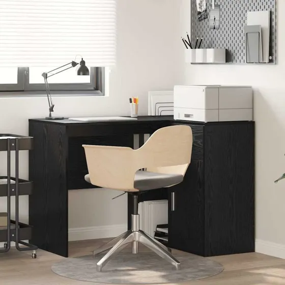 vidaXL Hjørneskrivebord Sort Eg 102 x 50 x 75 cm Konstrueret Træ