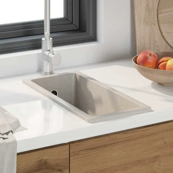vidaXL Køkkenvask Beige 21 x 44 x 14 cm Granit