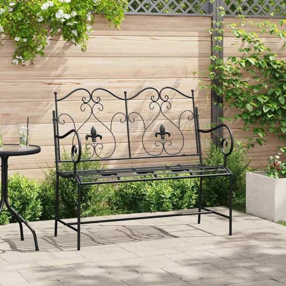 vidaXL Havebænk Sort 104 x 54 x 93 cm Stål