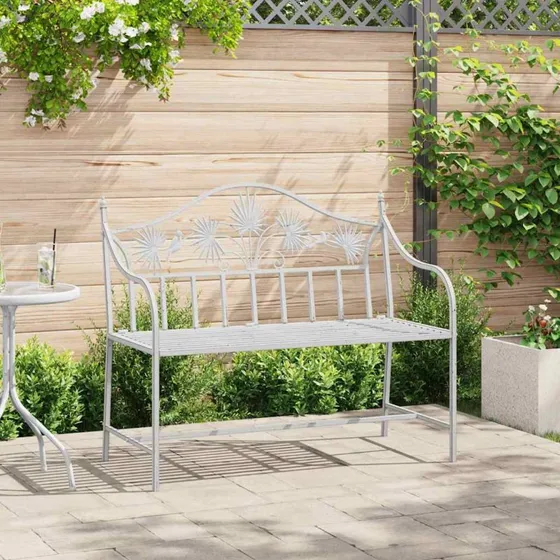vidaXL Havebænk Antik Hvid 104 x 52,5 x 89 cm Stål