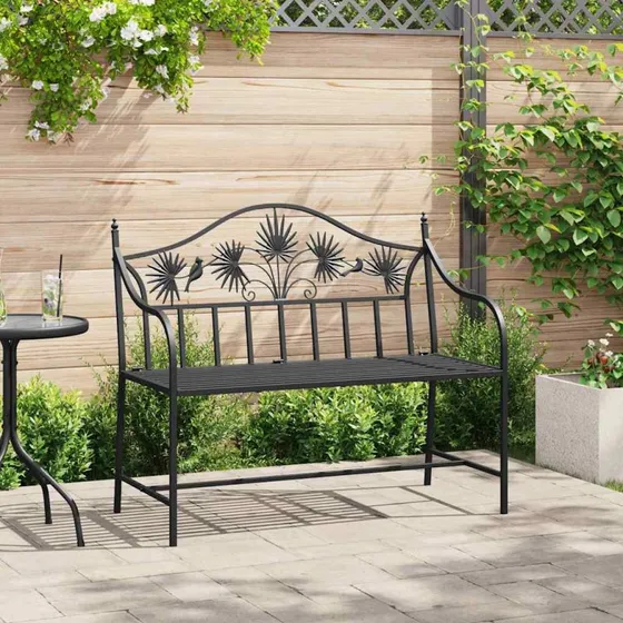 vidaXL Havebænk Sort 104 x 52,5 x 89 cm Stål