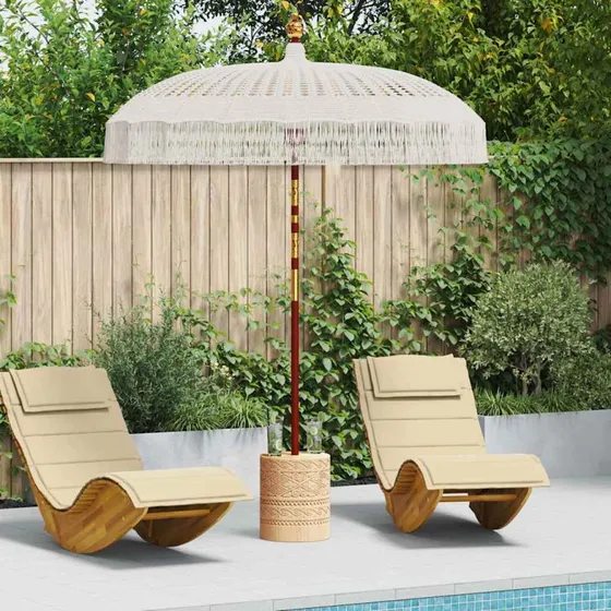 vidaXL Makrame Parasol Creme 190x190x260 cm