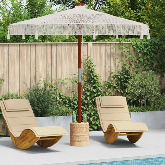 vidaXL Makrame Parasol Creme 252,5 x 252,5 x 260 cm