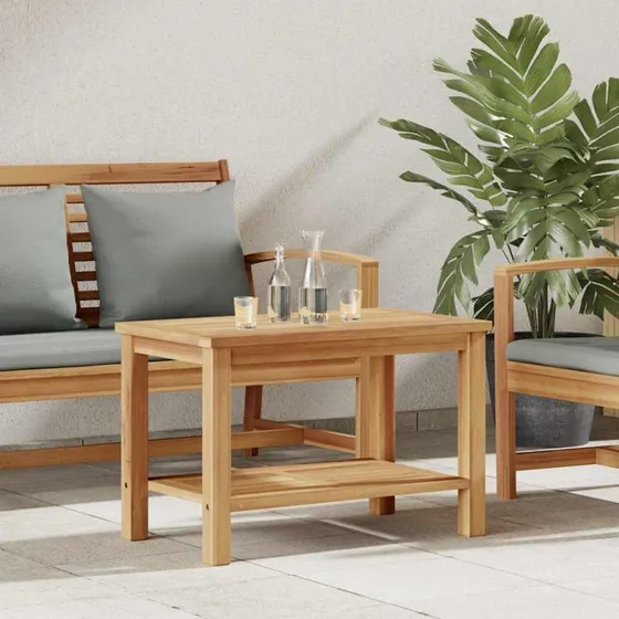 vidaXL Sofabord Brun 70x40x45 cm Massivt Teaktræ med Opbevaring