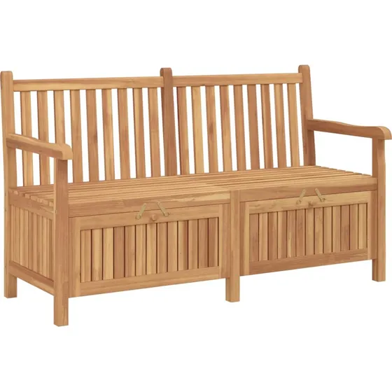 vidaXL Havebænk med opbevaring, 150 x 60 x 90 cm, massiv teaktræ, brun