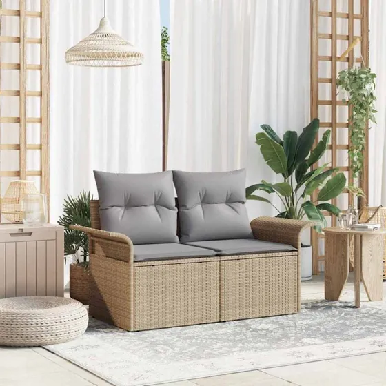 vidaXL Havemøbelsofa Beige 141x62x69cm polyrattan