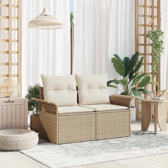 vidaXL Havemøbelsofa Beige 141x62x69cm PolyRattan