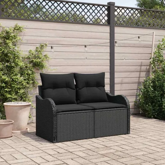 vidaXL Havemøbelsofa med pude, Sort, 121 x 62 x 69 cm