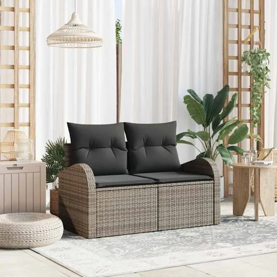 vidaXL Havemøbelsofa Grå 124x62x69cm Poly Rattan