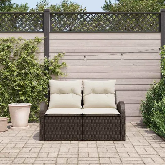vidaXL Havemøbelsofa med pude, Brun, 124 x 62 x 69 cm, polyrattan