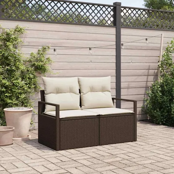 vidaXL Havemøbelsofa 120 x 62 x 69 cm brun/creme med pude, polyrattan