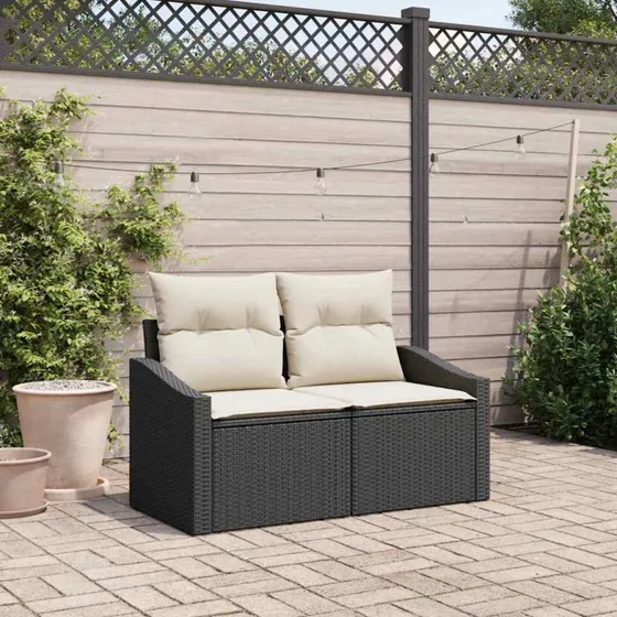 vidaXL Havemøbelsofa med pude 123 x 62 x 69 cm, sort