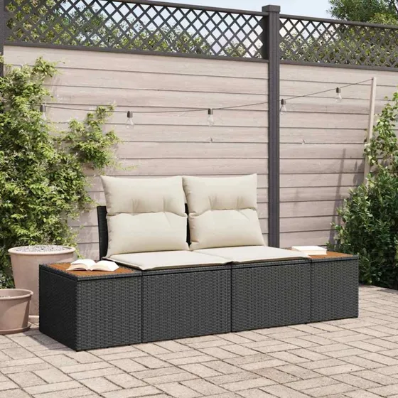 vidaXL Havemøbelsofa Sort 184x62x85cm Poly Rattan