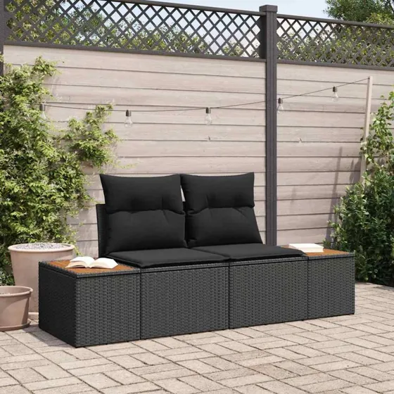 vidaXL Havemøbelsofa Sort 184 x 62 x 85 cm Poly Rattan