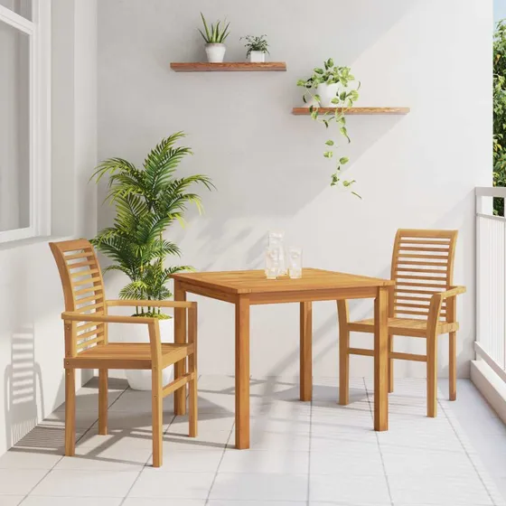 vidaXL Spisestuel 2 pcs Brun Massiv Teaktræ 62 x 55 x 94 cm