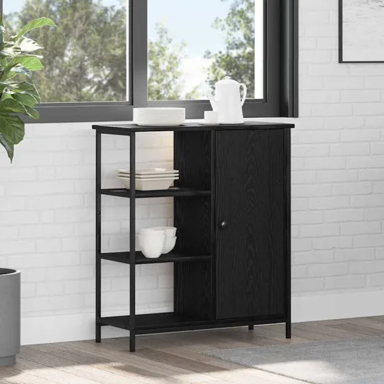 vidaXL Sideboard Sort 70 x 30 x 80 cm Konstrueret Træ & Metal