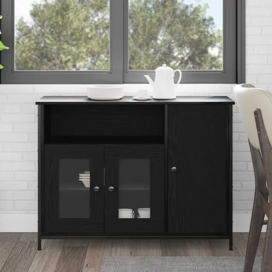 vidaXL Sideboard Sort 100 x 35 x 75 cm Konstrueret Træ